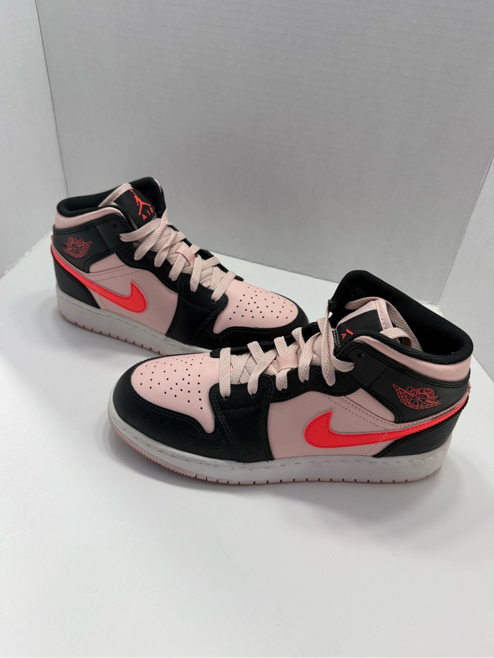 Jordan Pink Black Red Mid-Top Sneakers